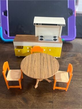 Vintage 1980 Tomy Doll House kitchen Furniture